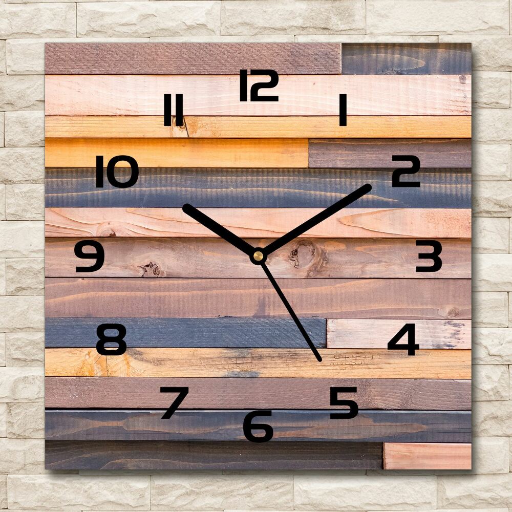 Horloge carrée en verre Mur en bois