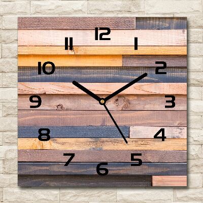 Horloge carrée en verre Mur en bois