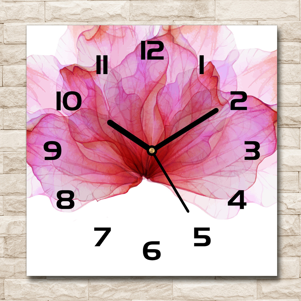 Horloge murale carrée Fleur rose