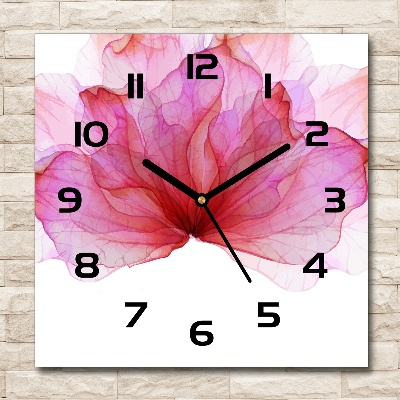 Horloge murale carrée Fleur rose