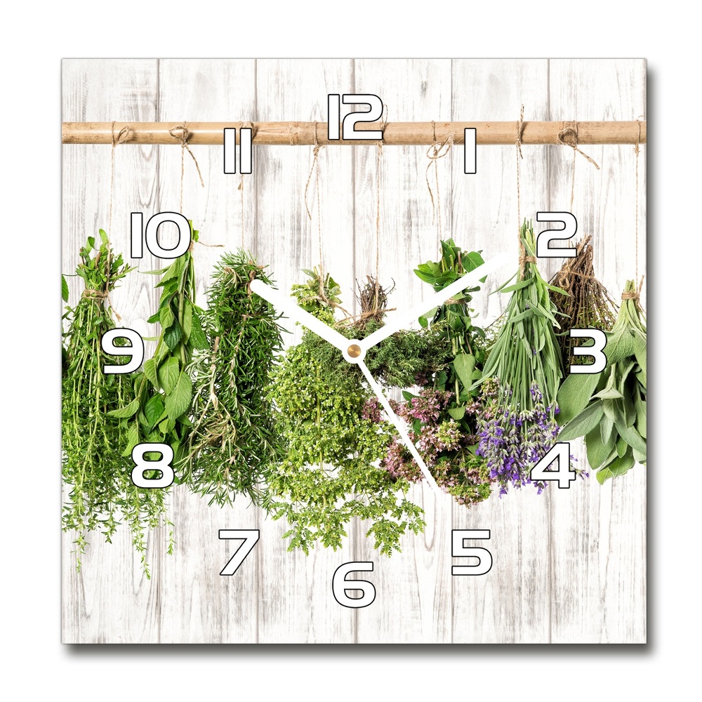 Horloge carrée en verre Herbes sur un fil