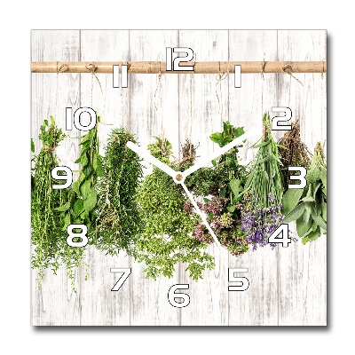 Horloge carrée en verre Herbes sur un fil