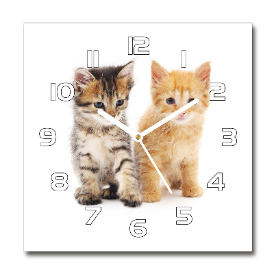 Horloge carrée en verre Chat brun et roux