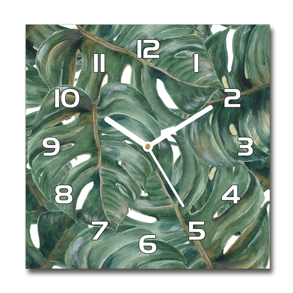 Horloge murale carrée Monstera