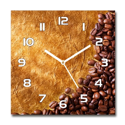 Horloge carrée en verre Grains de café