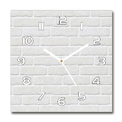 Horloge carrée en verre Mur de briques blanc