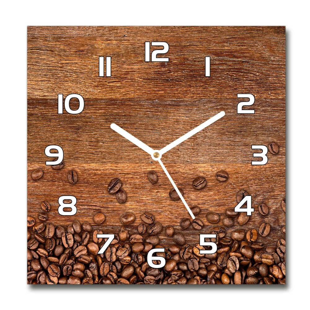 Horloge carrée en verre Grains de café