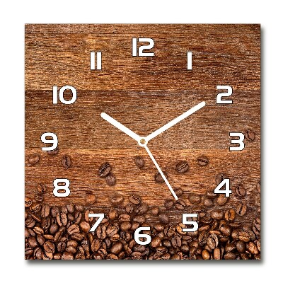 Horloge carrée en verre Grains de café