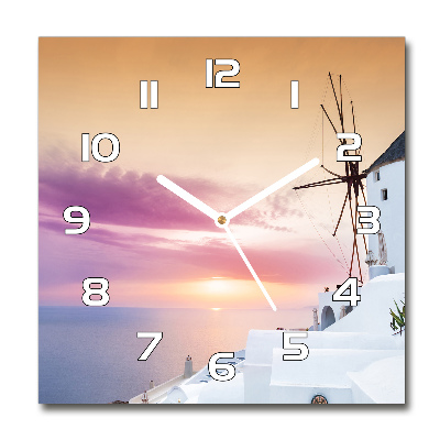 Horloge carrée en verre Santorini Grèce