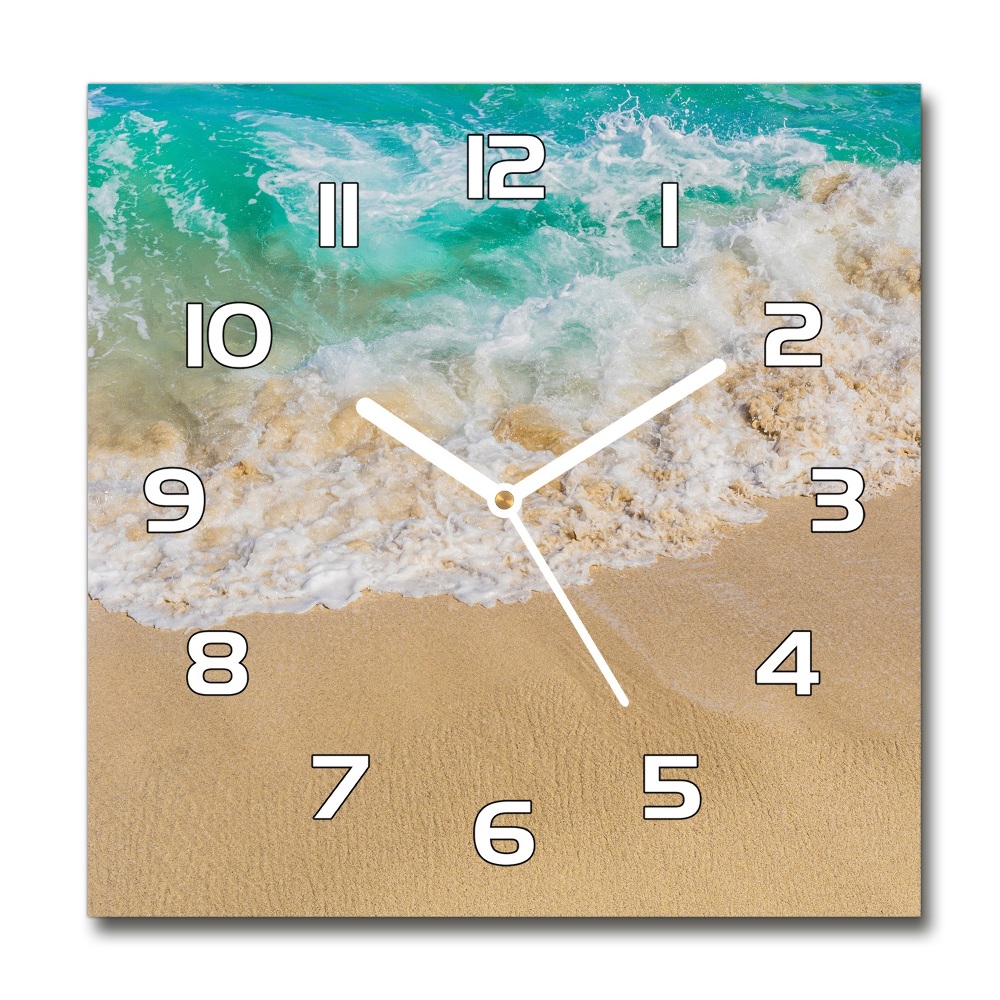 Horloge carrée en verre Plage et mer