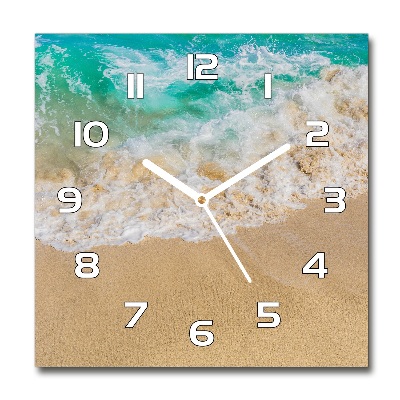 Horloge carrée en verre Plage et mer