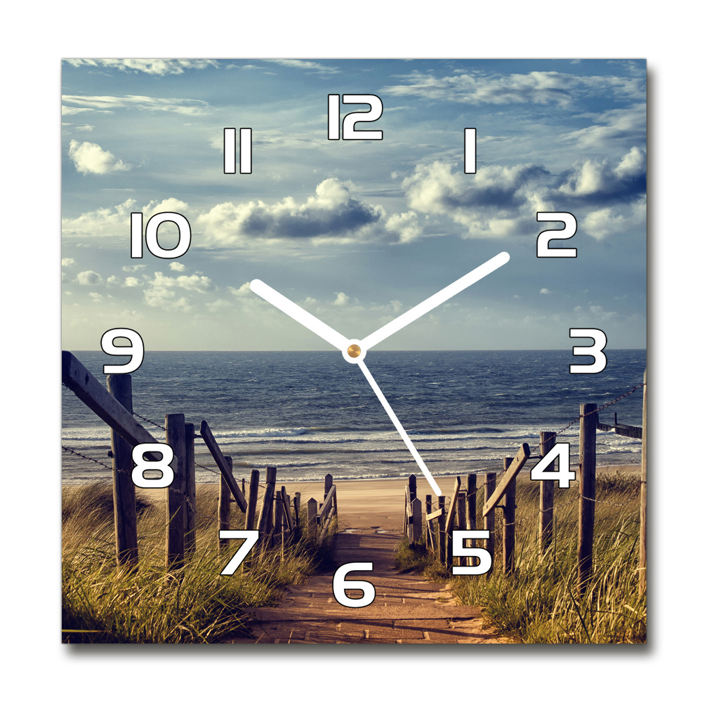 Horloge carrée en verre Chemin vers la plage