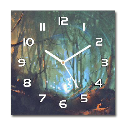 Horloge carrée en verre Forêt mystique