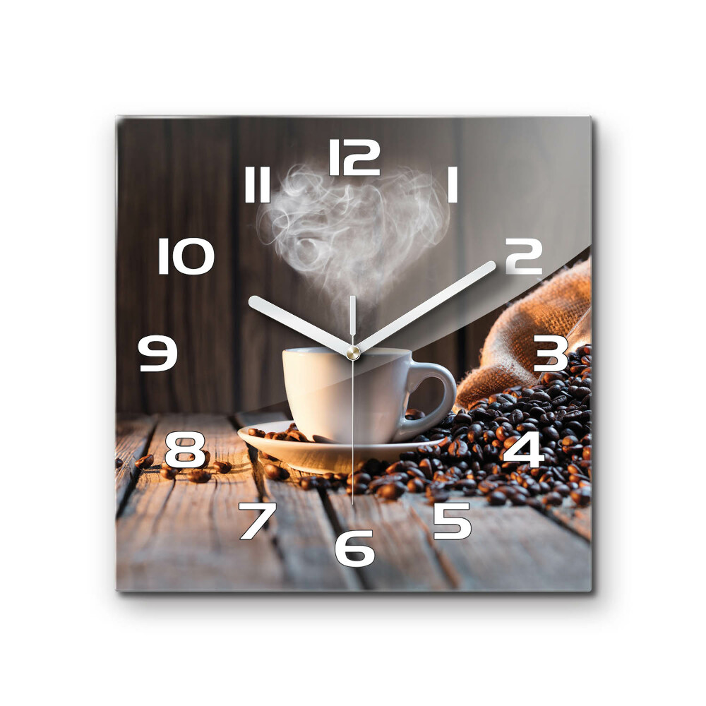 Horloge carrée en verre Tasse de café