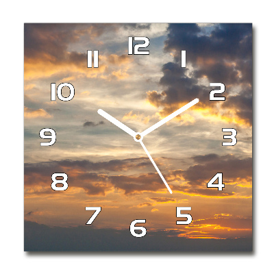 Horloge carrée en verre Coucher de soleil