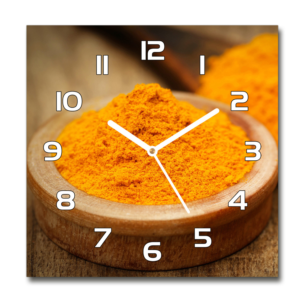 Horloge carrée en verre Épices de curcuma