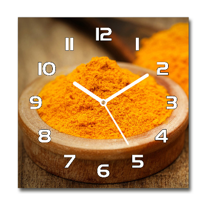 Horloge carrée en verre Épices de curcuma