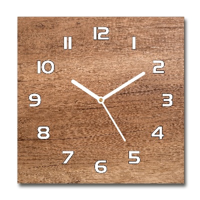 Horloge carrée en verre Fond bois