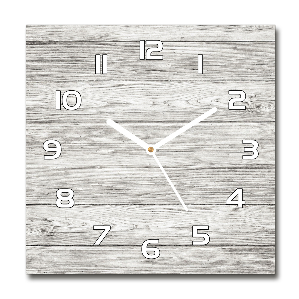 Horloge carrée en verre Fond gris en bois