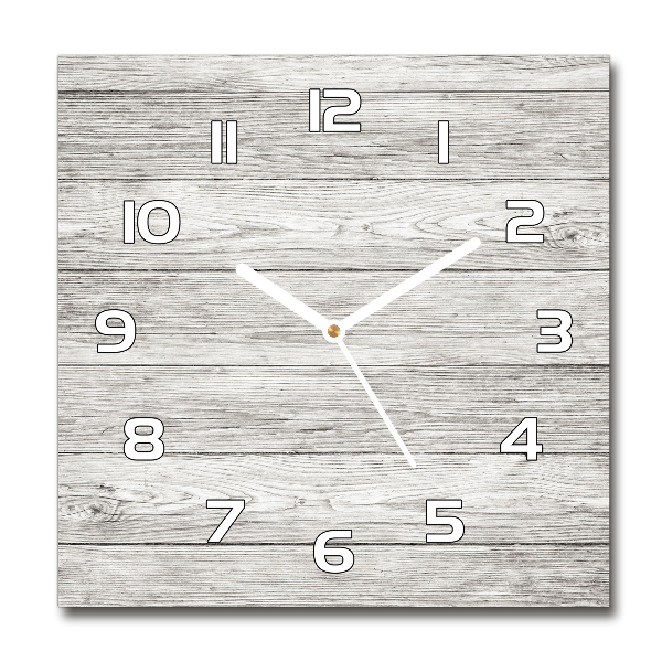 Horloge carrée en verre Fond gris en bois
