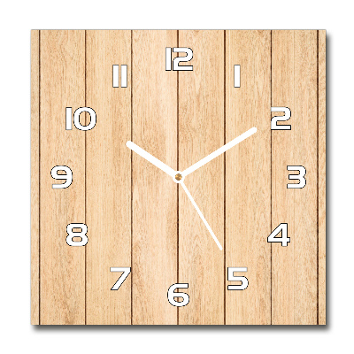 Horloge carrée en verre Fond en bois planches de couleur claire