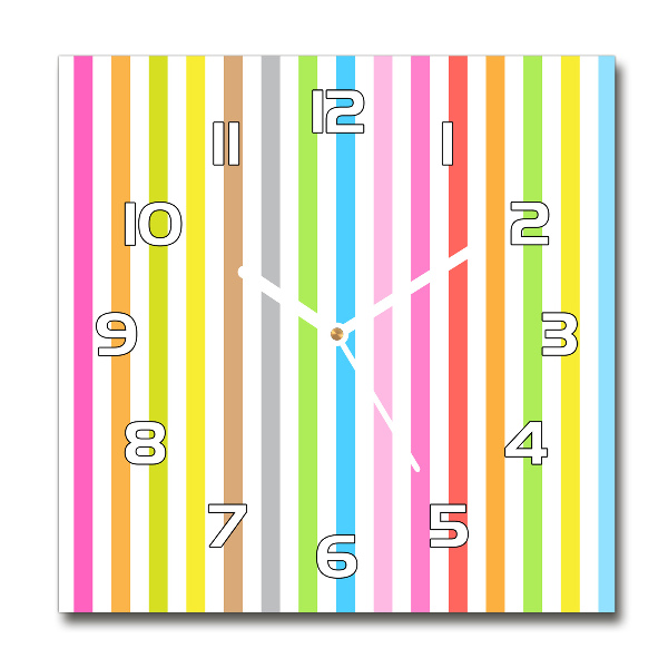Horloge carrée en verre Rayures colorées