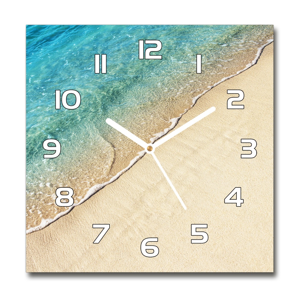 Horloge carrée en verre Vague sur la plage