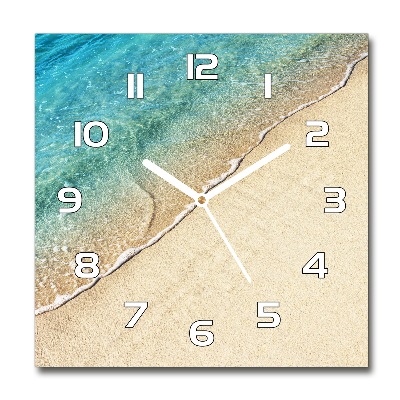 Horloge carrée en verre Vague sur la plage