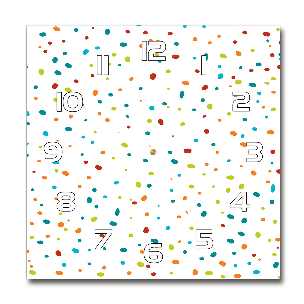 Horloge carrée en verre Points colorés
