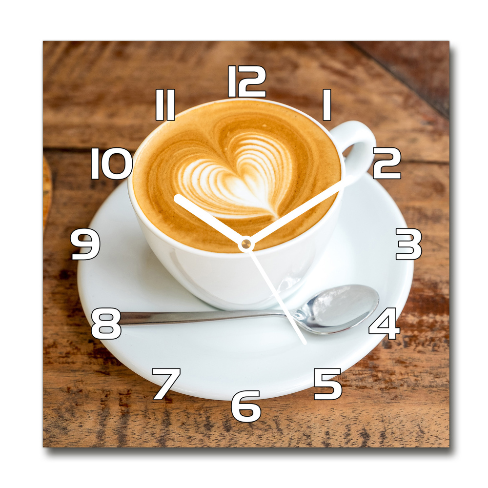 Horloge carrée en verre Café dans une tasse