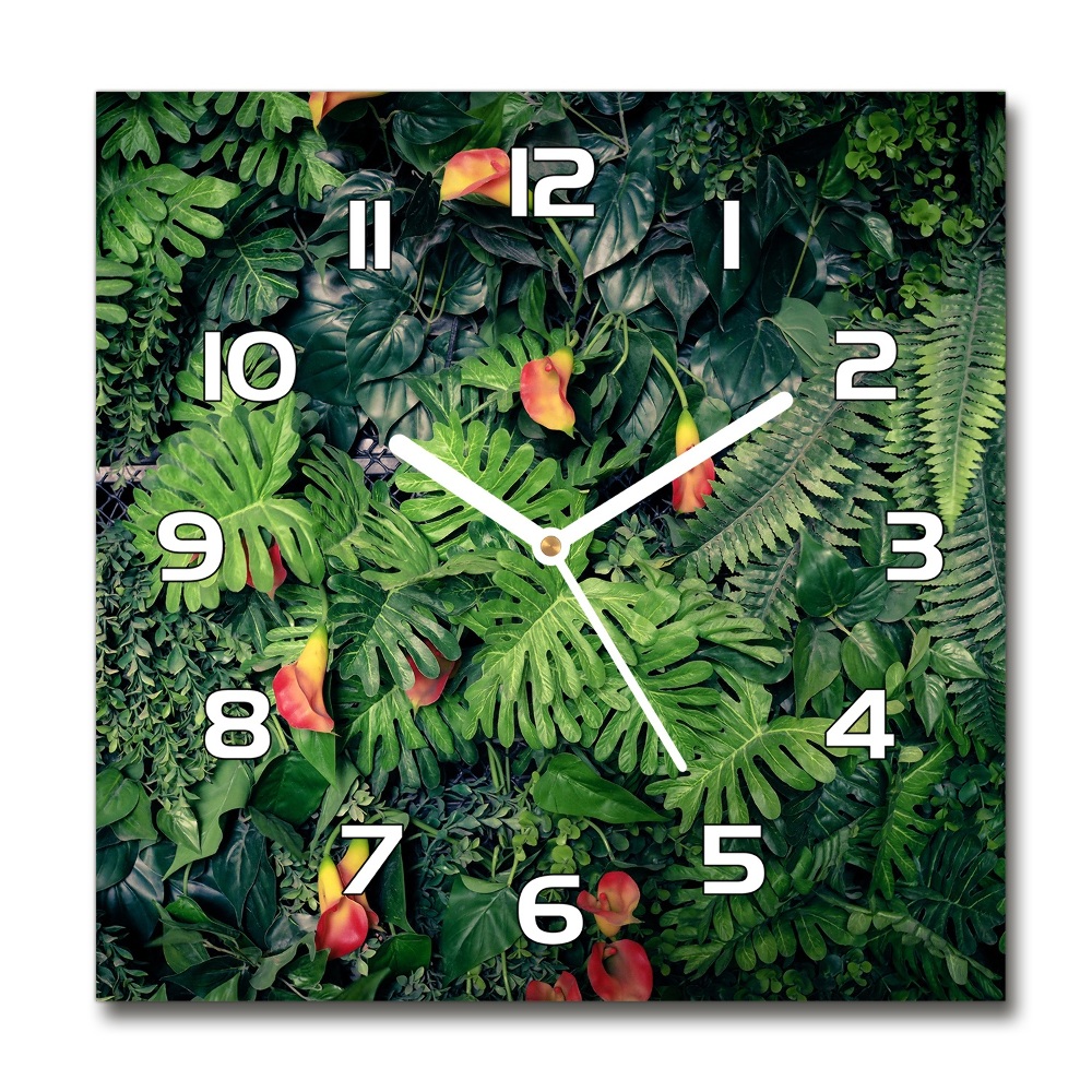 Horloge carrée en verre Jungle exotique