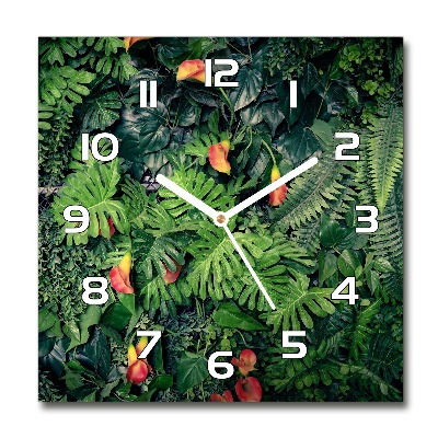 Horloge carrée en verre Jungle exotique