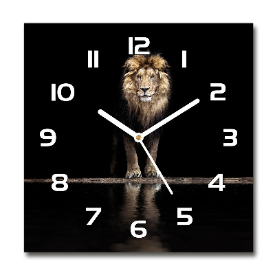 Horloge carrée en verre Portrait d'un lion