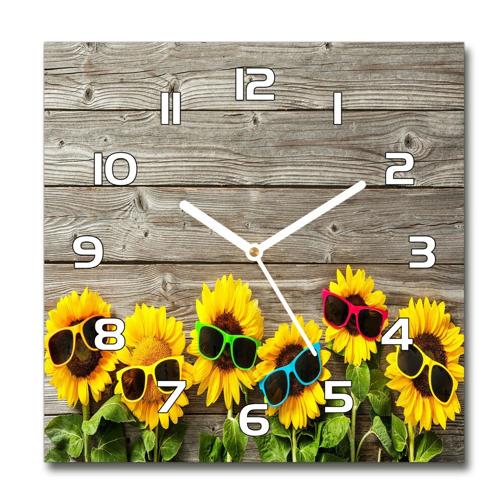 Horloge carrée en verre Tournesol