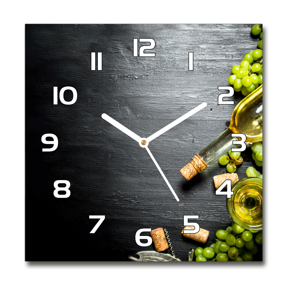 Horloge carrée en verre Vin blanc et fruits