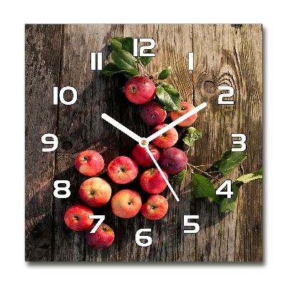 Horloge carrée en verre Pommes sur la table