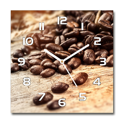 Horloge carrée en verre Grains de café radieux