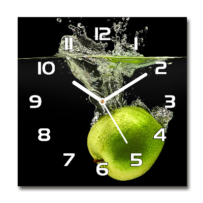 Horloge carrée en verre Pommes vertes