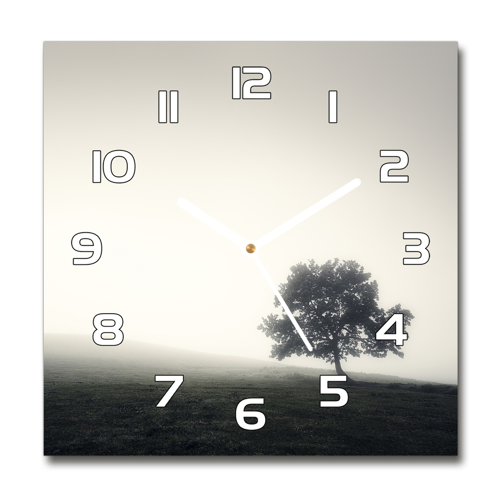 Horloge carrée en verre Arbre solitaire