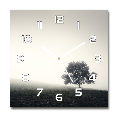 Horloge carrée en verre Arbre solitaire