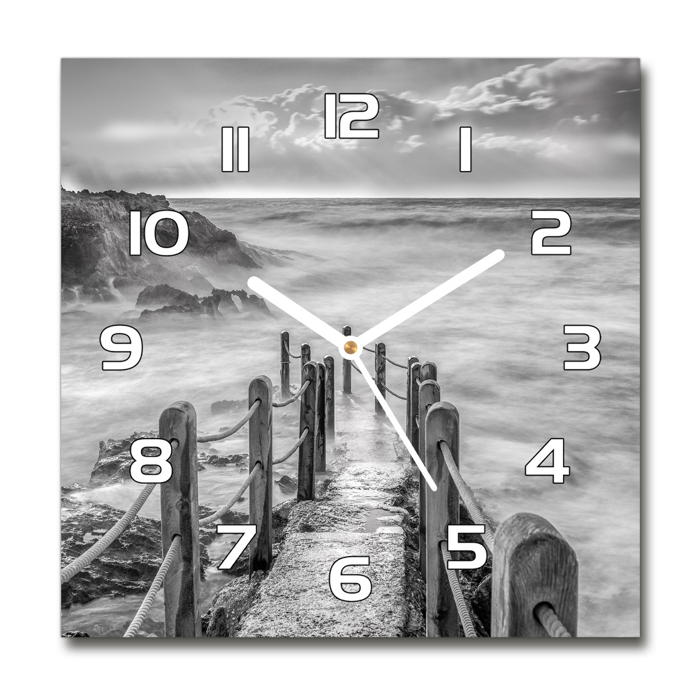 Horloge carrée en verre Chemin au bord de la mer