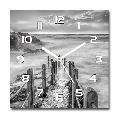 Horloge carrée en verre Chemin au bord de la mer