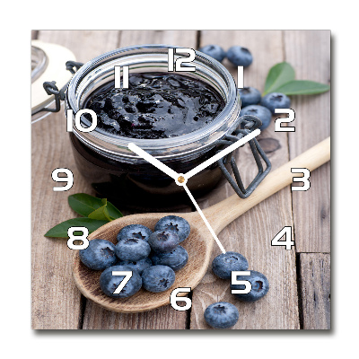 Horloge carrée en verre Confiture de myrtilles