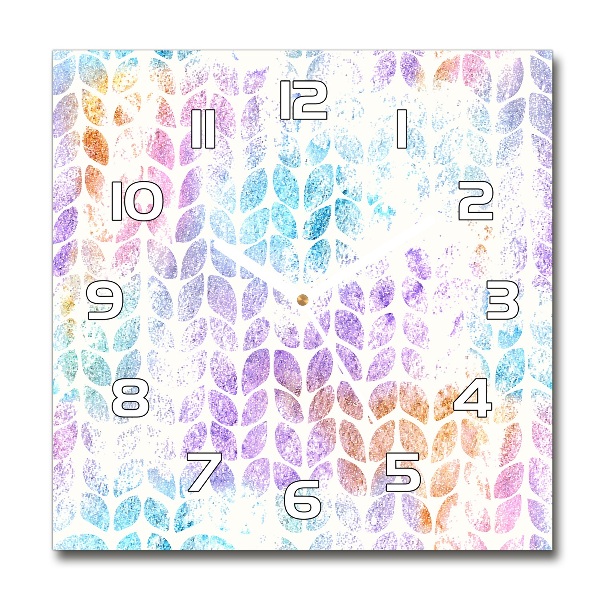 Horloge carrée en verre Feuilles colorées