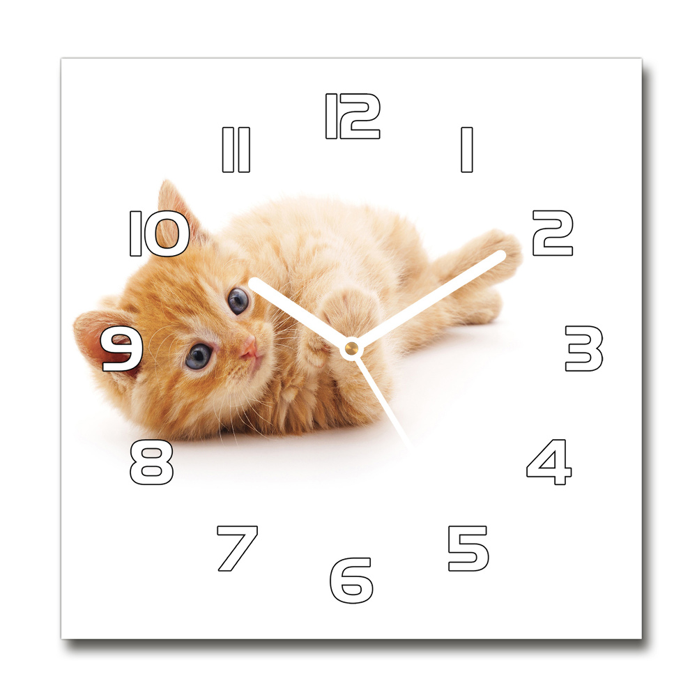 Horloge murale carrée Chat roux