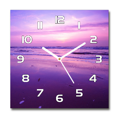 Horloge carrée en verre Mer au coucher du soleil