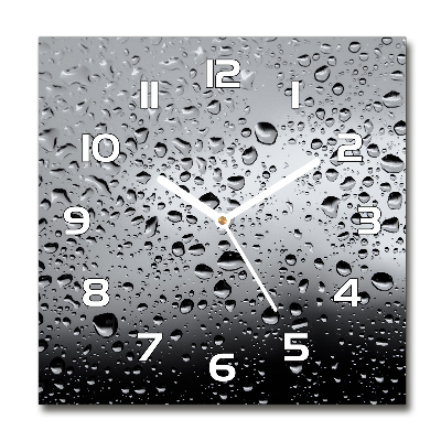 Horloge carrée en verre Gouttes d'eau