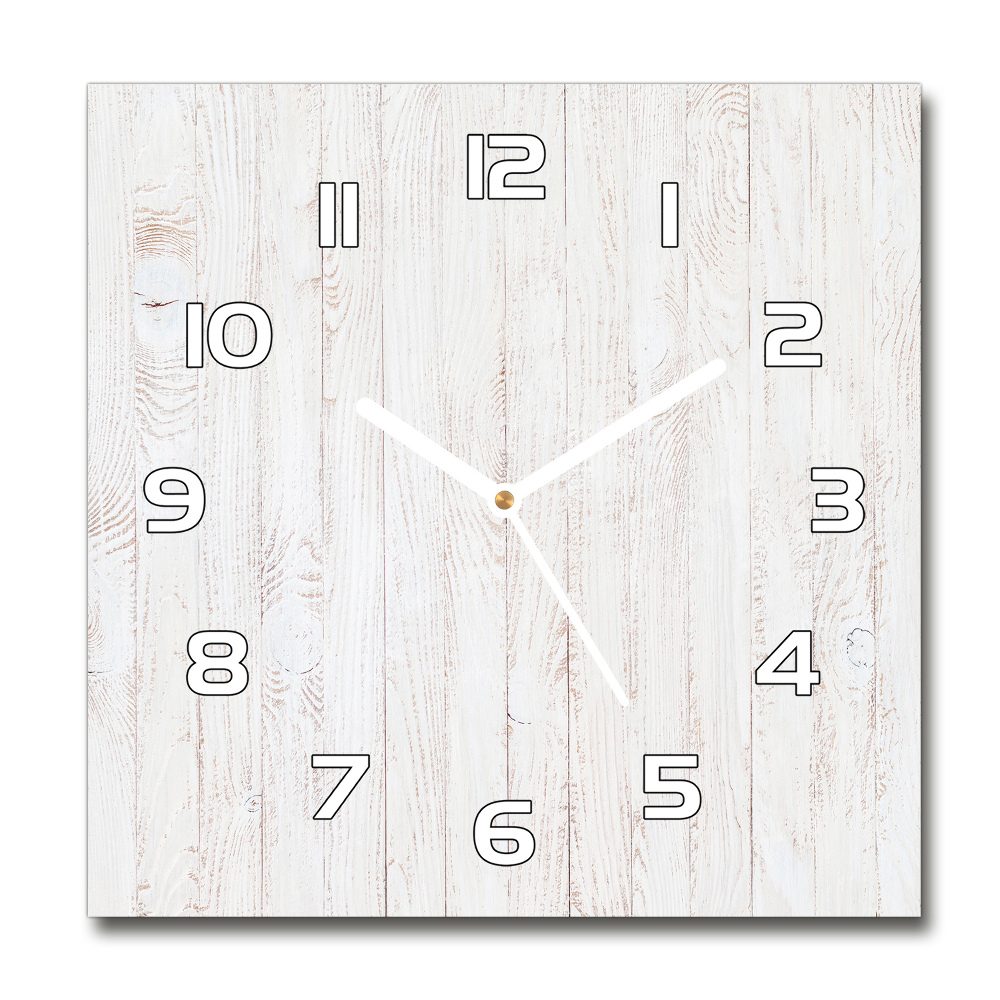 Horloge carrée en verre Fond en bois tableau blanc