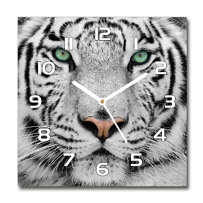 Horloge carrée en verre Tigre blanc