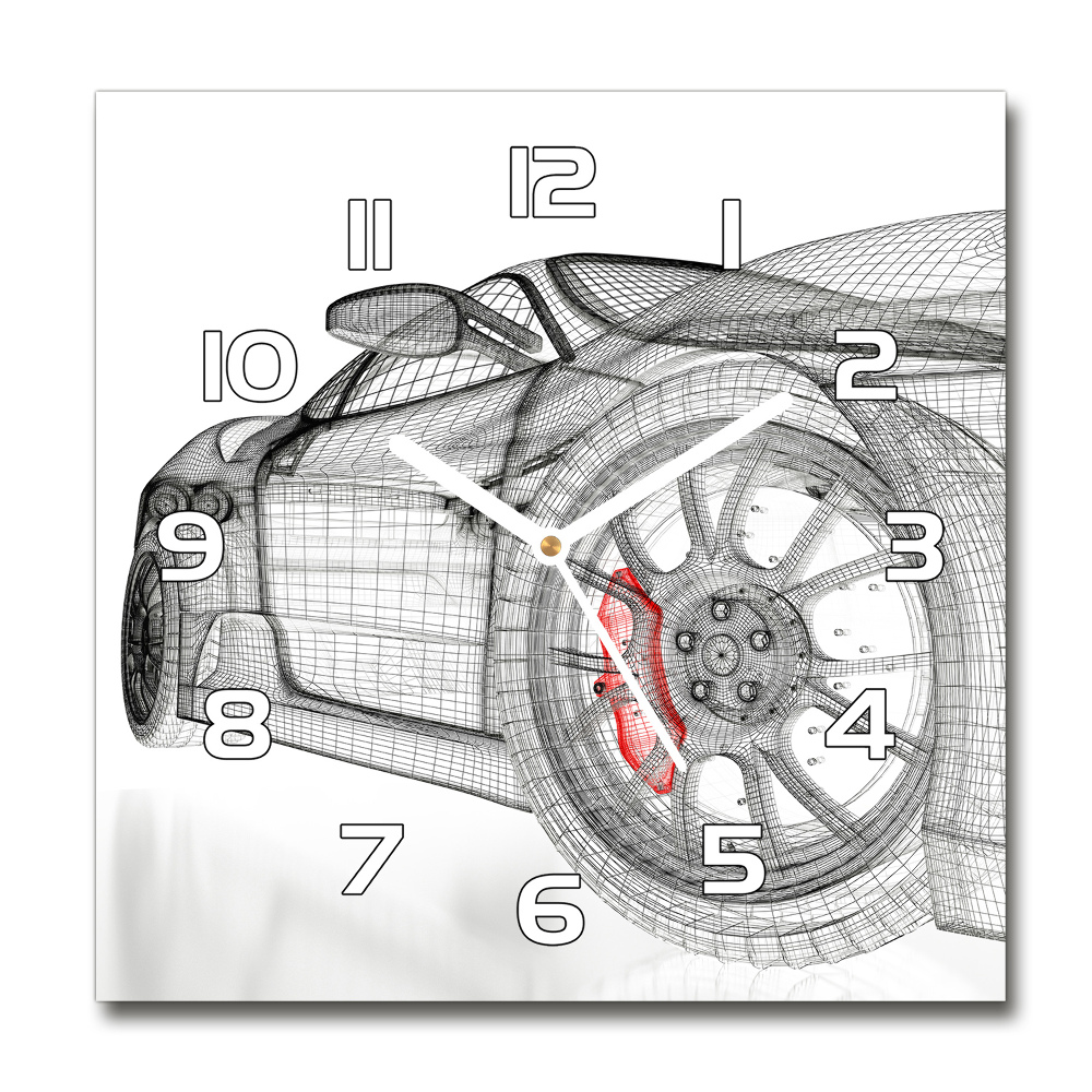 Horloge carrée en verre Grille de voiture